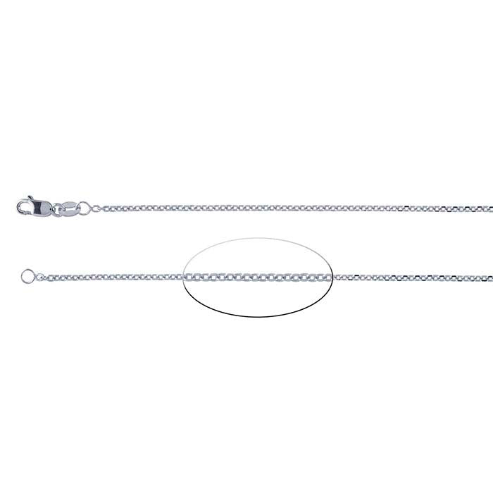 14K biała złota łańcuch kablowy owalny z fazowanymi krawędziami