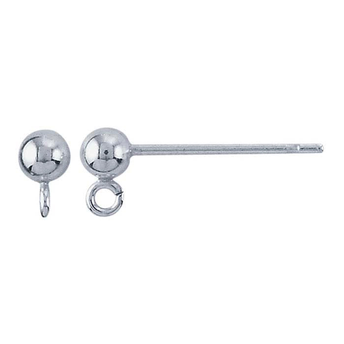 Sterling Silver Economy Ball Post Earrings with Open Ring
