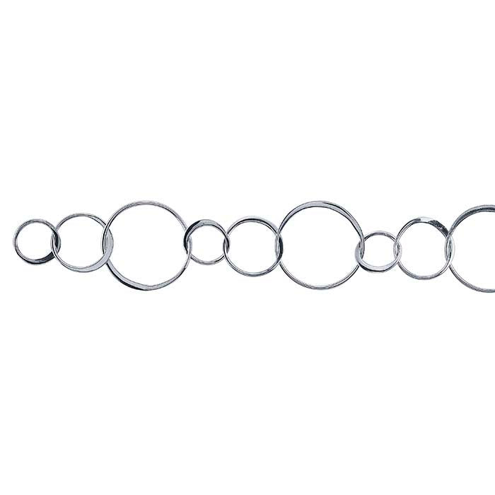 Sterlinghopea 18,7 mm litteät ympyrät kaapeliketju, jalkaa kohti