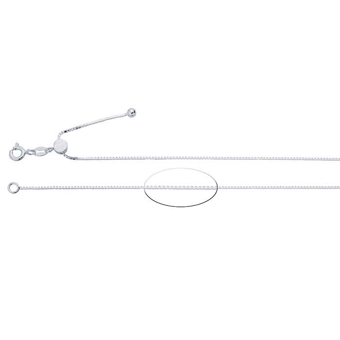 Sterling Silver Box Chain Necklace, Adjustable