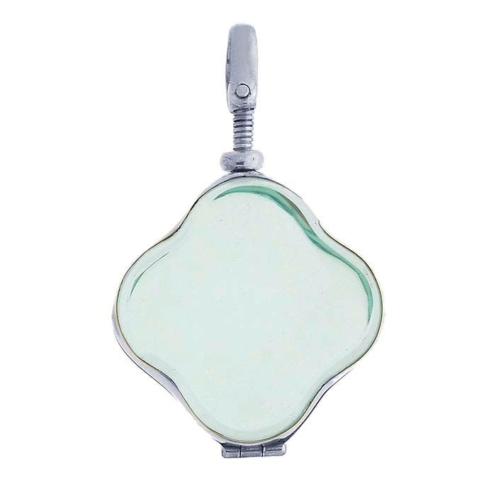 Sterling Silver Clover Glass Locket Pendant