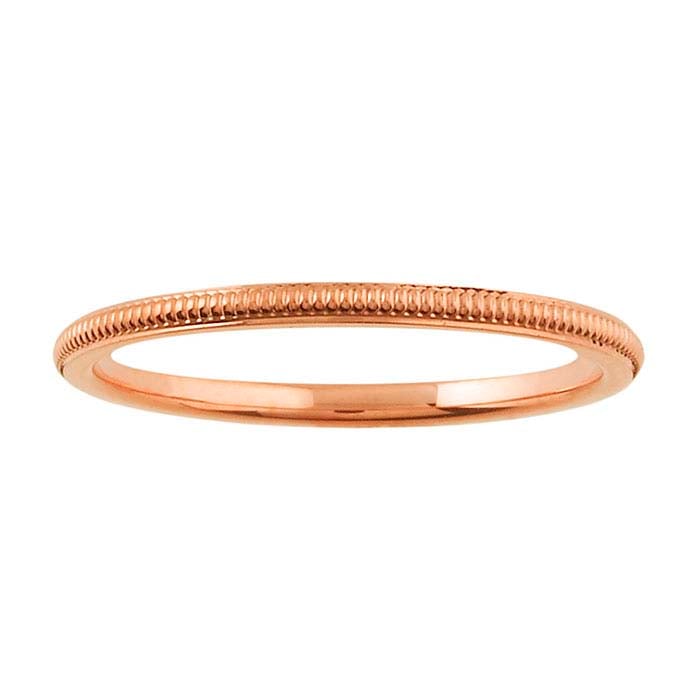 Nordt 14K Rose Gold Millgrain Comfort Fit Wedding Band