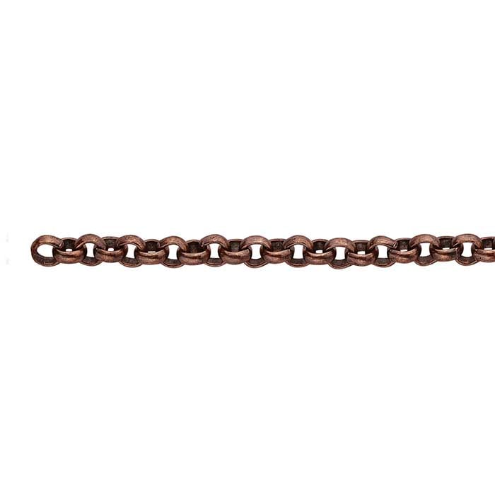 Steel Antique Copper-Finish Rolo Chain, 6.1 m. Spool