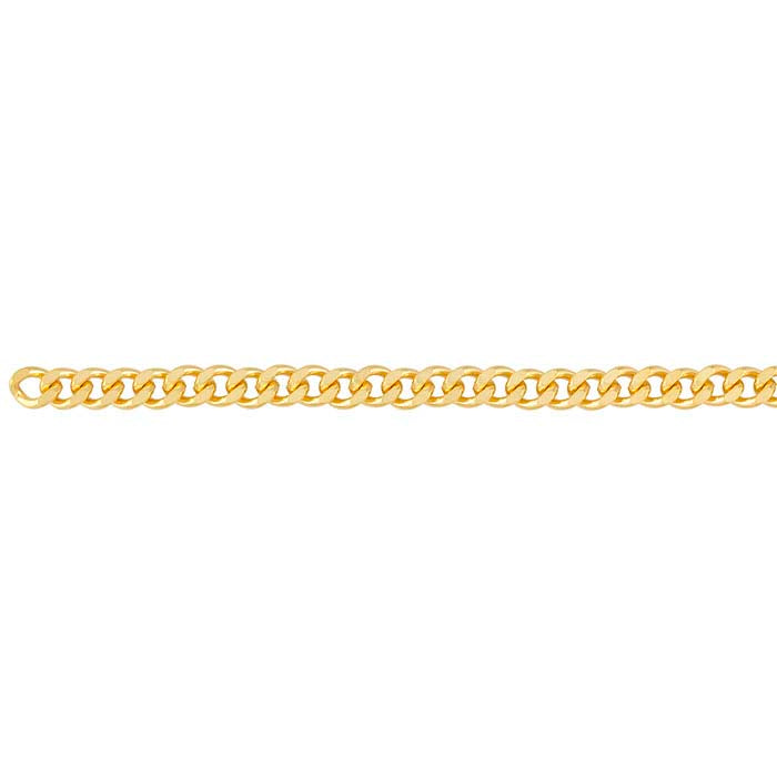 真鍮イエローゴールドメッキ 6.8mm ダイヤモンドカット カーブチェーン、6.1 m スプール