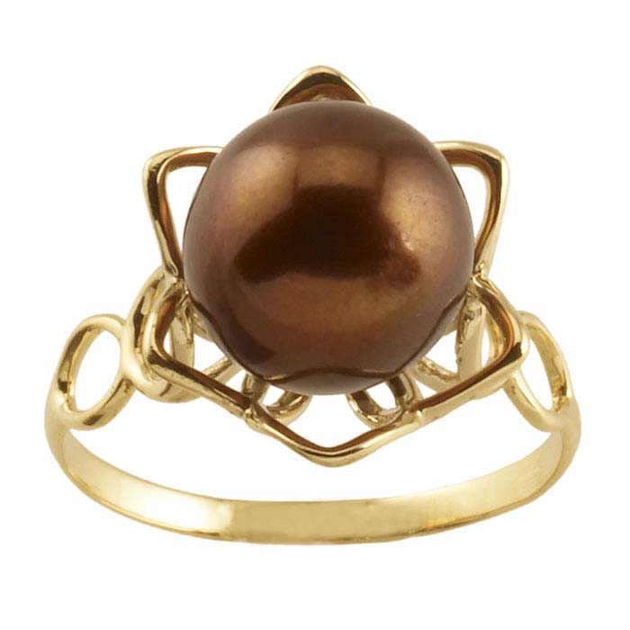 14K Yellow Gold Flower Pearl Ring Mounting