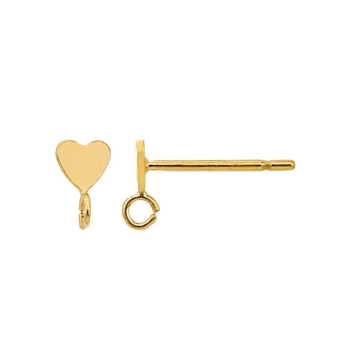 Tiny Heart Post Earring with Ring