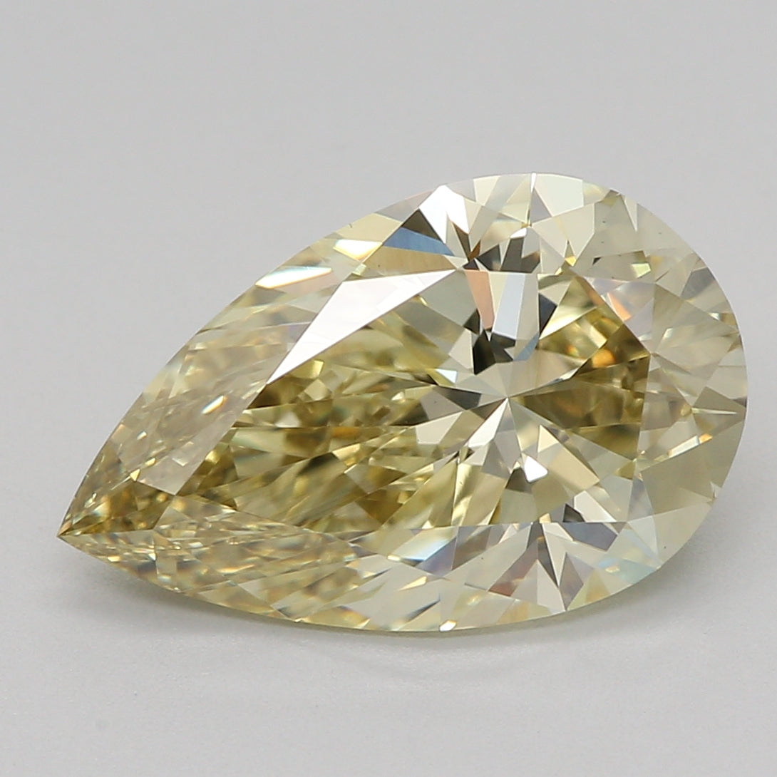 Laboratoriedyrket diamant 2,09 ct, pære, gul, VS1