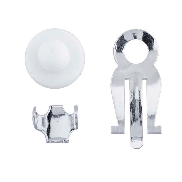 Sterling Silver Three-Piece Clip Earring Paddle and Joint Set with Cushion