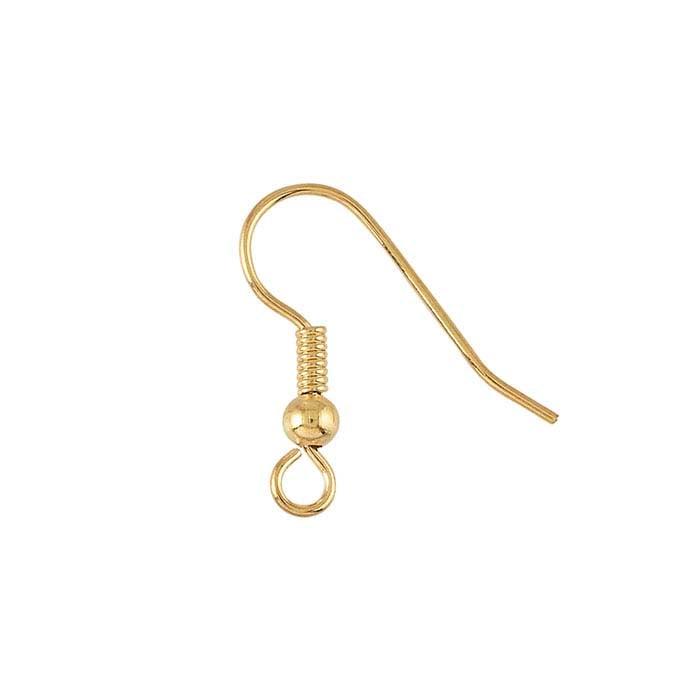 Brass Ear Wire with Loop, Bead and Coil