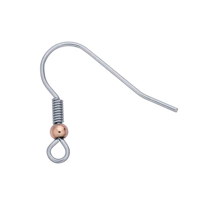 Surgical Steel Ear Wire and Coil with Loop and Copper-Finish Bead