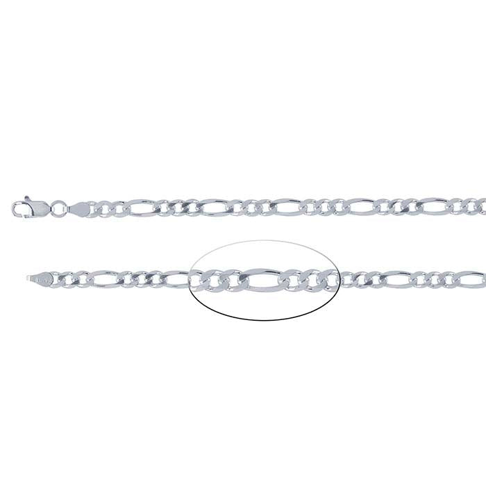 Catena Figaro in Argento Sterling 4,3mm con Taglio Diamante