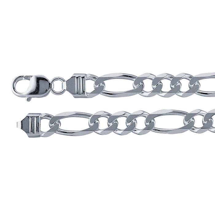 Sterling Silver Diamond-Cut Figaro Chain Bracelet