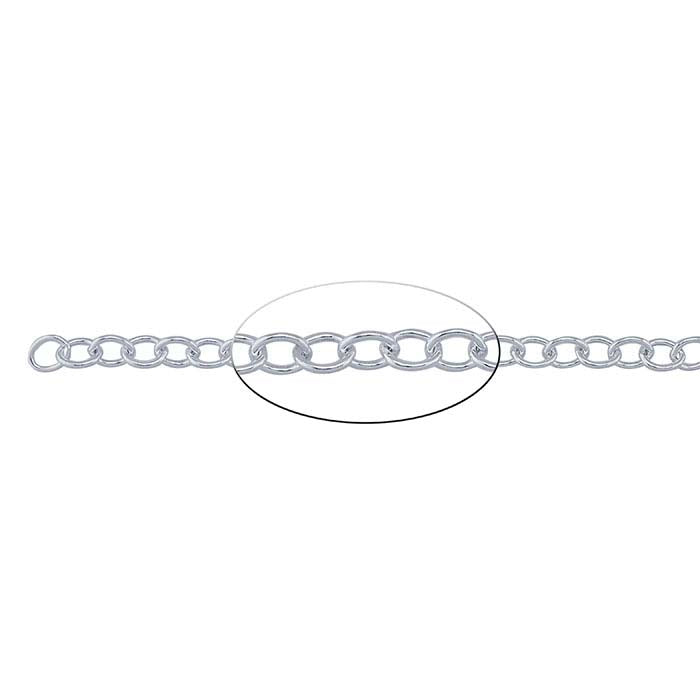Sterling Silver Oval Cable Chain, By the Foot