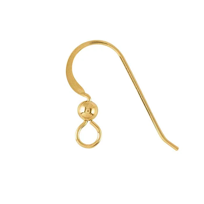 14/20 Yellow Gold-Filled Flattened Ear Wire with Loop and Bead