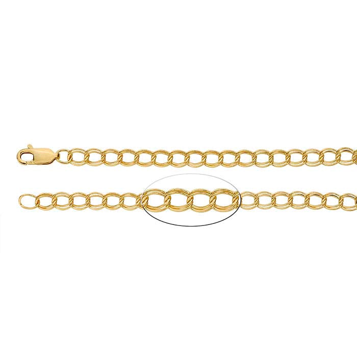 14/20 gult gullfylt dobbelt-kabel kjede charm armbånd