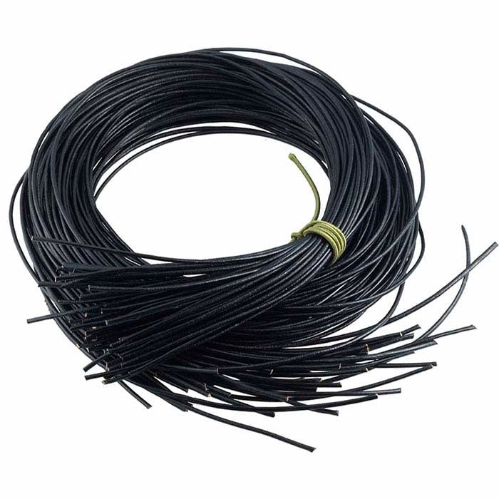 Black Greek Leather Pre-Cut Round Cords
