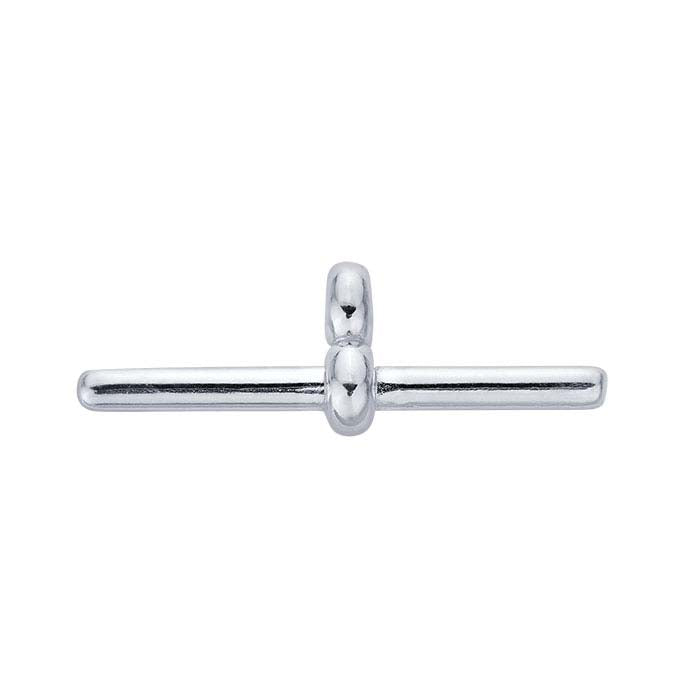 Sterling Silver Flat-End Round Toggle Clasp, Bar Side Only