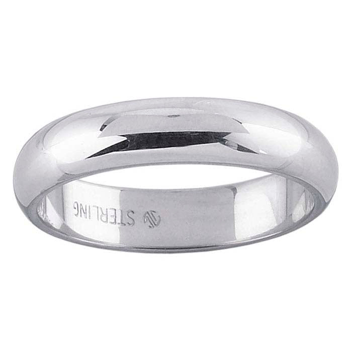 Nordt Sterling Silver 4mm Halvrund Vigselring