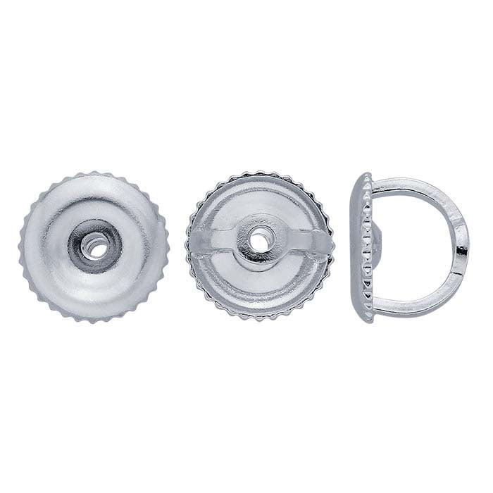 14K White Gold 6.4mm Threaded Ear Nut