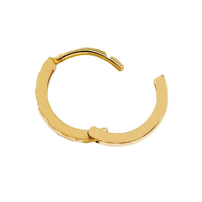 14K Yellow Gold Diamond-Cut Huggie Hoop Earring