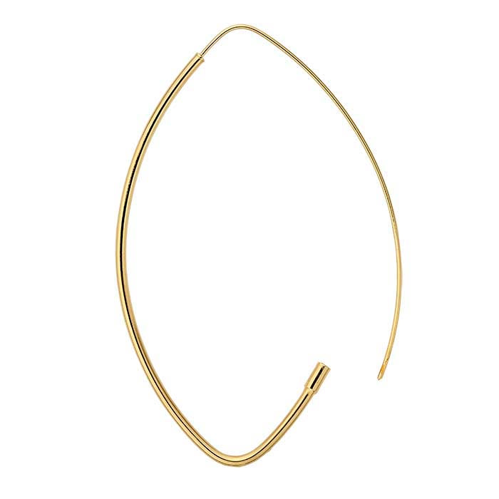 14K Yellow Gold Marquise Hoop Earring