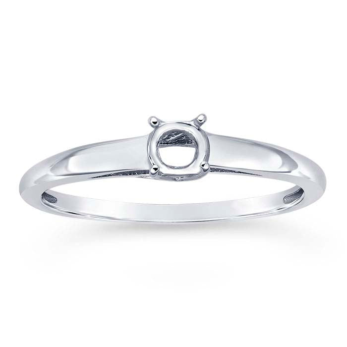 Montura de anillo redonda de 4 mm en oro blanco de 14 quilates con diseño cruzado