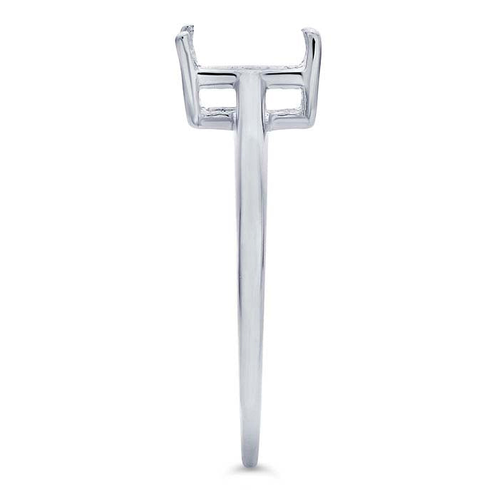 Montatura per Anello a Cesto con Smeraldo Taglio Smeraldo 7 x 5mm in Oro Bianco 14K