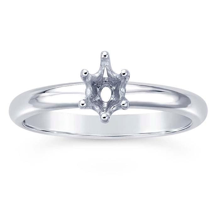 14K hvidguld 6 x oval ringindfatning