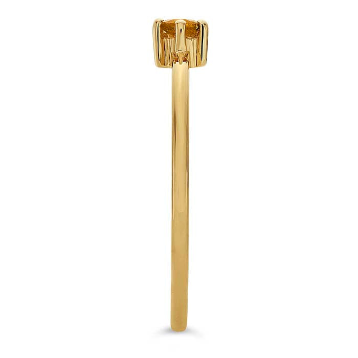 14K Gult Guld 3mm Rund Citrin-Sat Ring