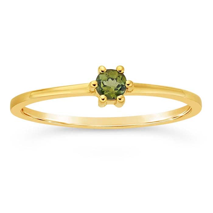 14K Yellow Gold Round Peridot-Set Ring