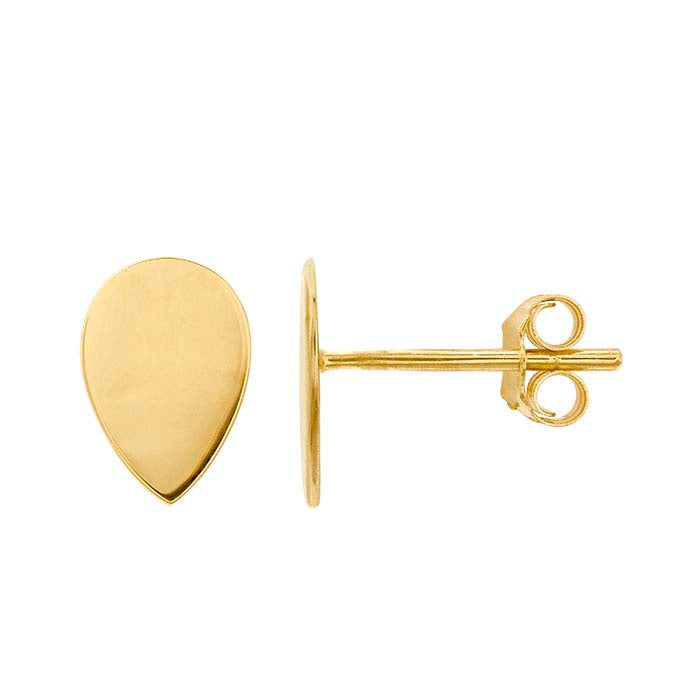 14K Yellow Gold Teardrop Post Earrings
