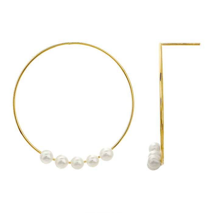 14K Yellow Gold Circle Pearl Post Earring Mounting