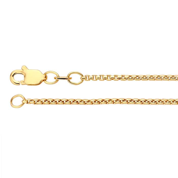 14K Yellow Gold Hollow Rounded Box Chain