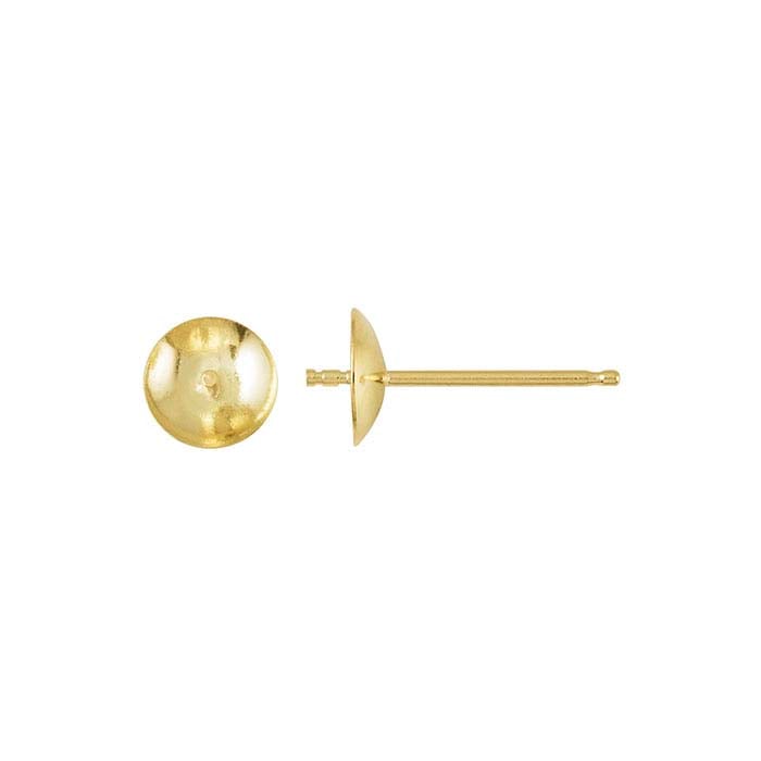 14K Yellow Gold Pearl Post Earring Mounting