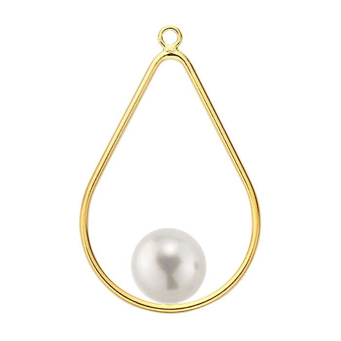 مكونات قطرة دمعة مملوءة بالذهب الأصفر عيار 14/20 مع دبوس وخاتم مغلق