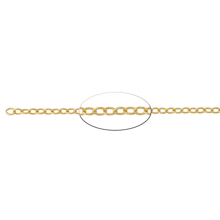 14K Yellow Gold Twist Wire Oval Cable Chain