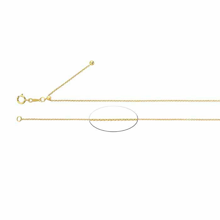 14/20 옐로우 골드 필드 1.1mm 타원형 케이블 체인, 조절 가능