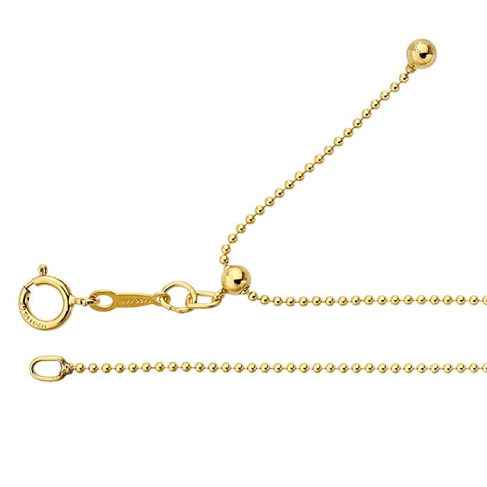 14/20 Yellow Gold-Filled Bead Chain, Adjustable