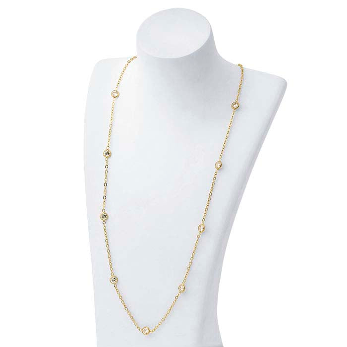 14/20 Gold-Filled Tin-Cup Round Cable Chain with Bezel-Set Faceted CZ Drops