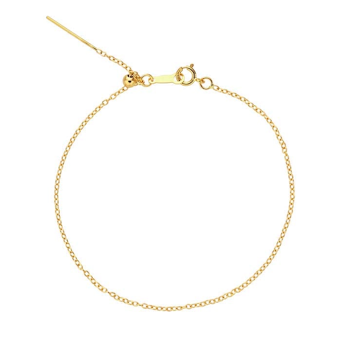 14K Yellow Gold Add-A-Bead Cable Chain Bracelet, Adjustable