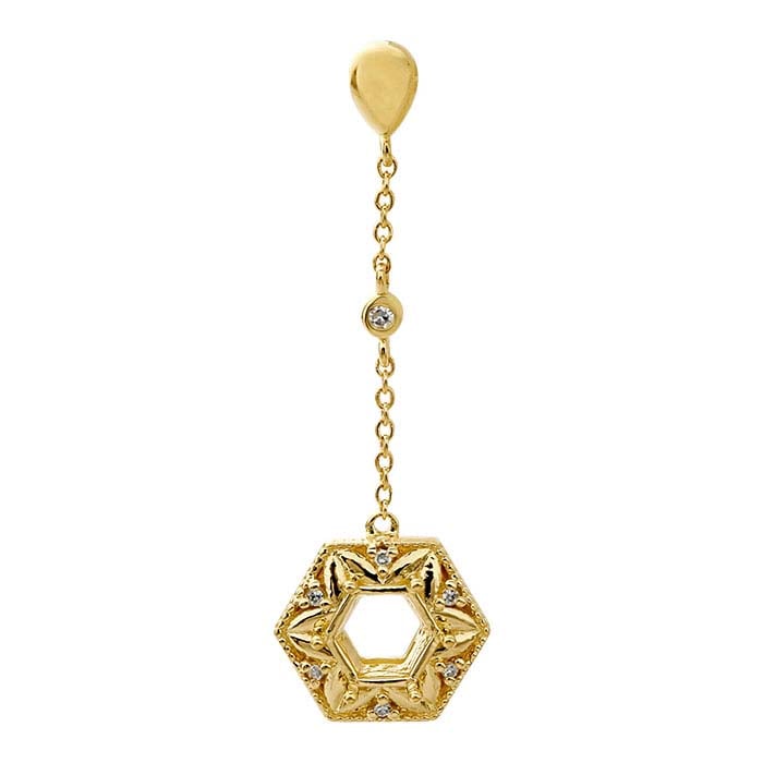 14K geelgouden zeshoekige oorstekers montagemateriaal