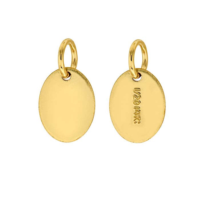 14/20 ذهب أصفر مملوء 7.3 × علامة بيضاوية مع حلقة مفتوحة، 0.57 مم