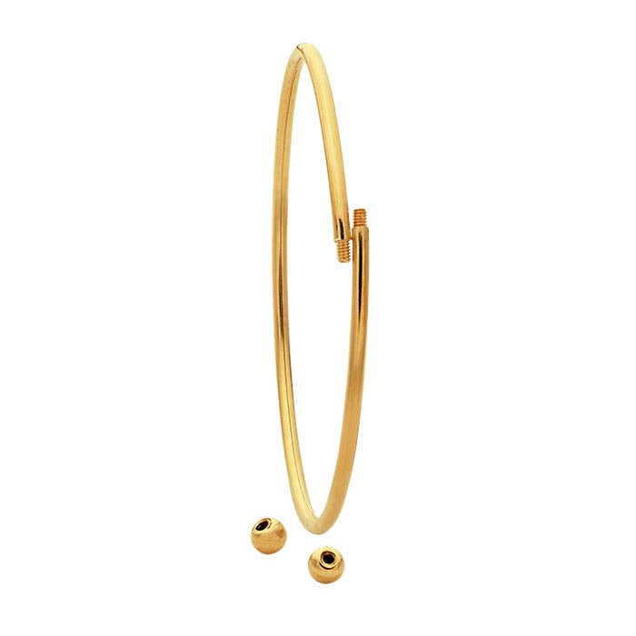 14/20 Yellow Gold-Filled Bypass Cuff Bracelet with Threaded Ball Ends