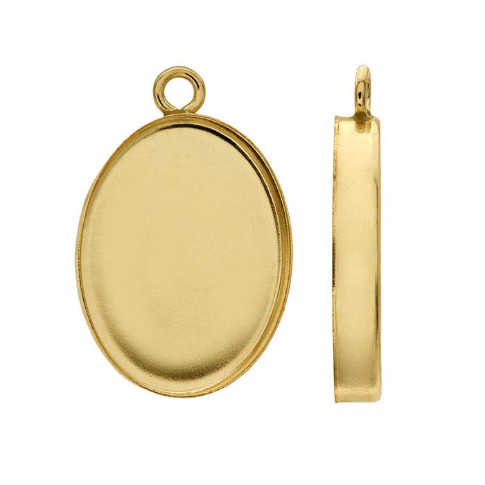 14/20 Yellow Gold-Filled Oval Cabochon Component Mounting