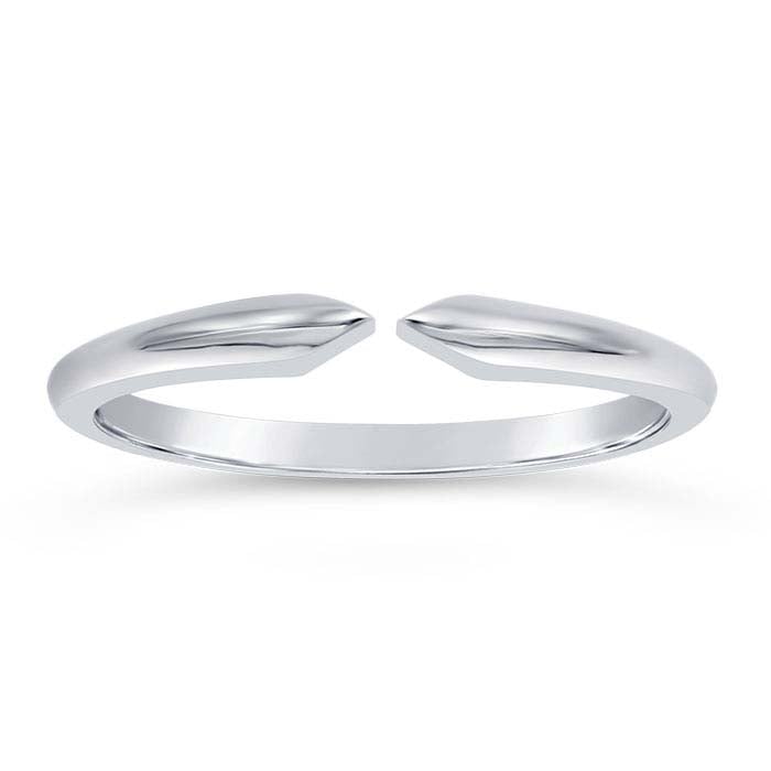 14K White Gold Pinched Half-Round Ring Shank