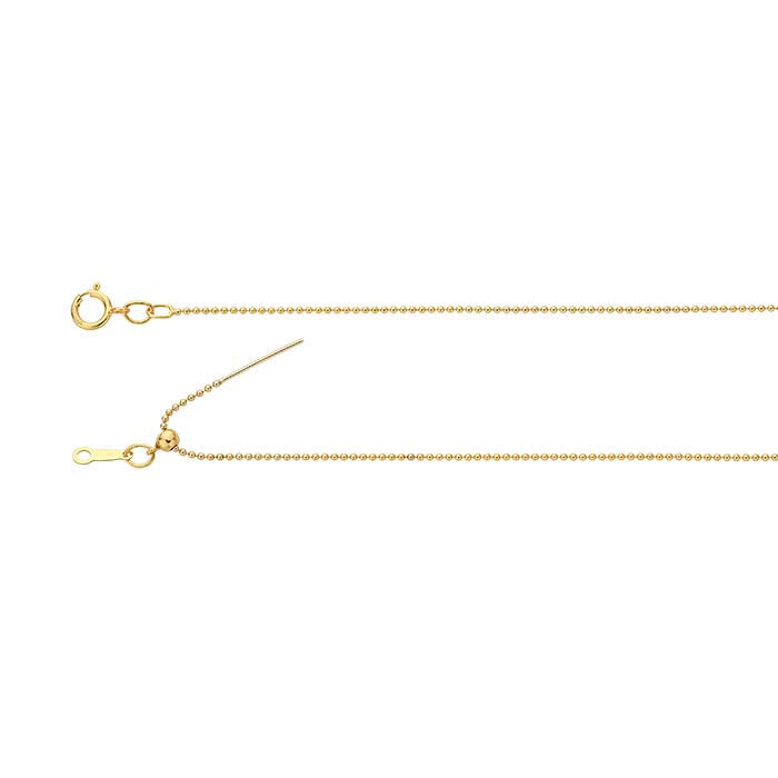 14/20 Yellow Gold-Filled Add-A-Bead Bead Chain Necklace, Adjustable