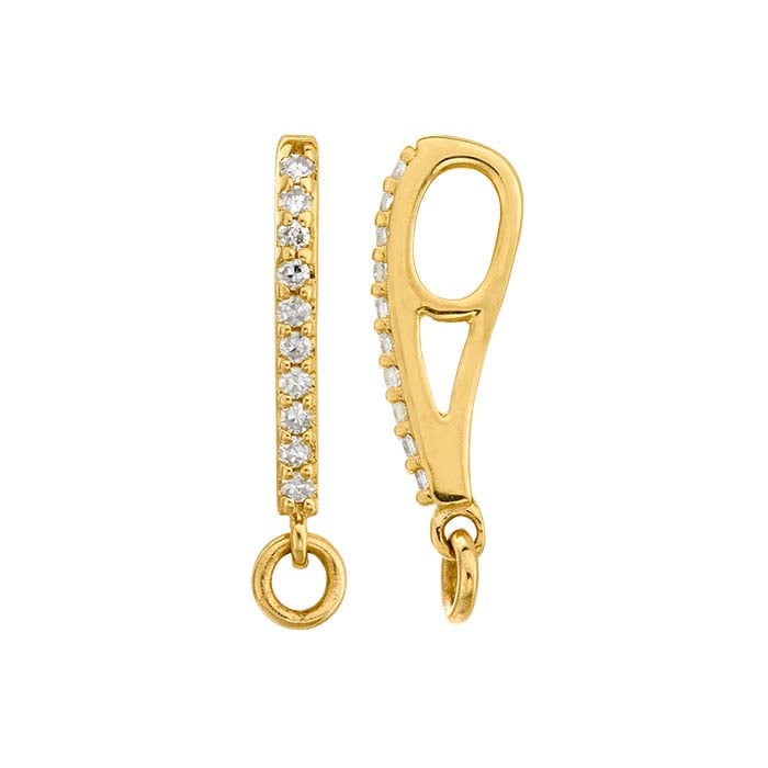 14K Yellow Gold Diamond-Set Pendant Bail with Ring