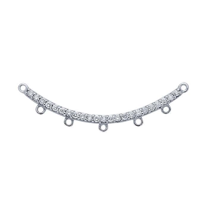 14K White Gold Diamond-Set Crescent Festoon Pendant