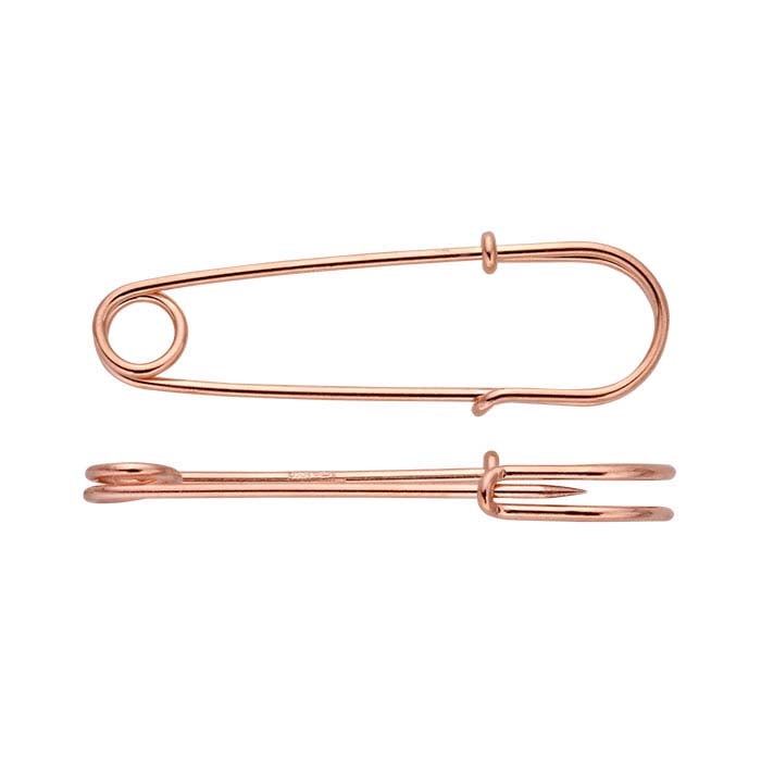 Alfiler de seguridad chapado en oro rosa 14/20, 31,75 mm
