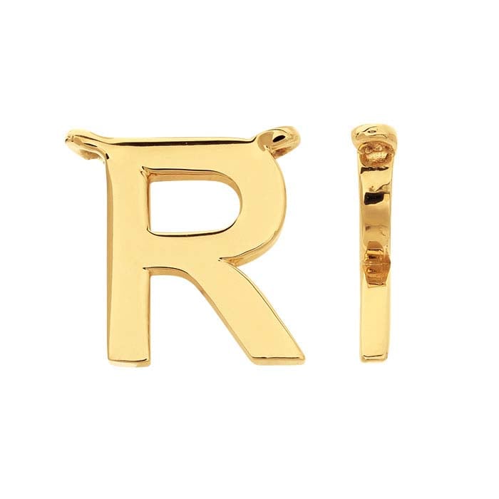 14K Yellow Gold Alphabet Festoon Pendant, R